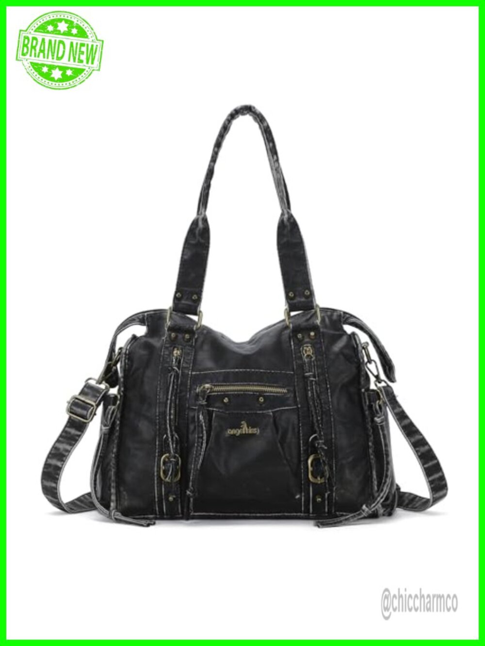 Vintage Leather Hobo Shoulder Bag Large Satchel Tote Multi Pocket